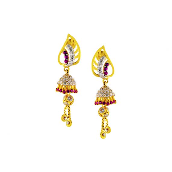 Twin Spur Floret Chain Drop Gold Earrings  Jewelry Online Shopping  Gold  Studs  Earrings